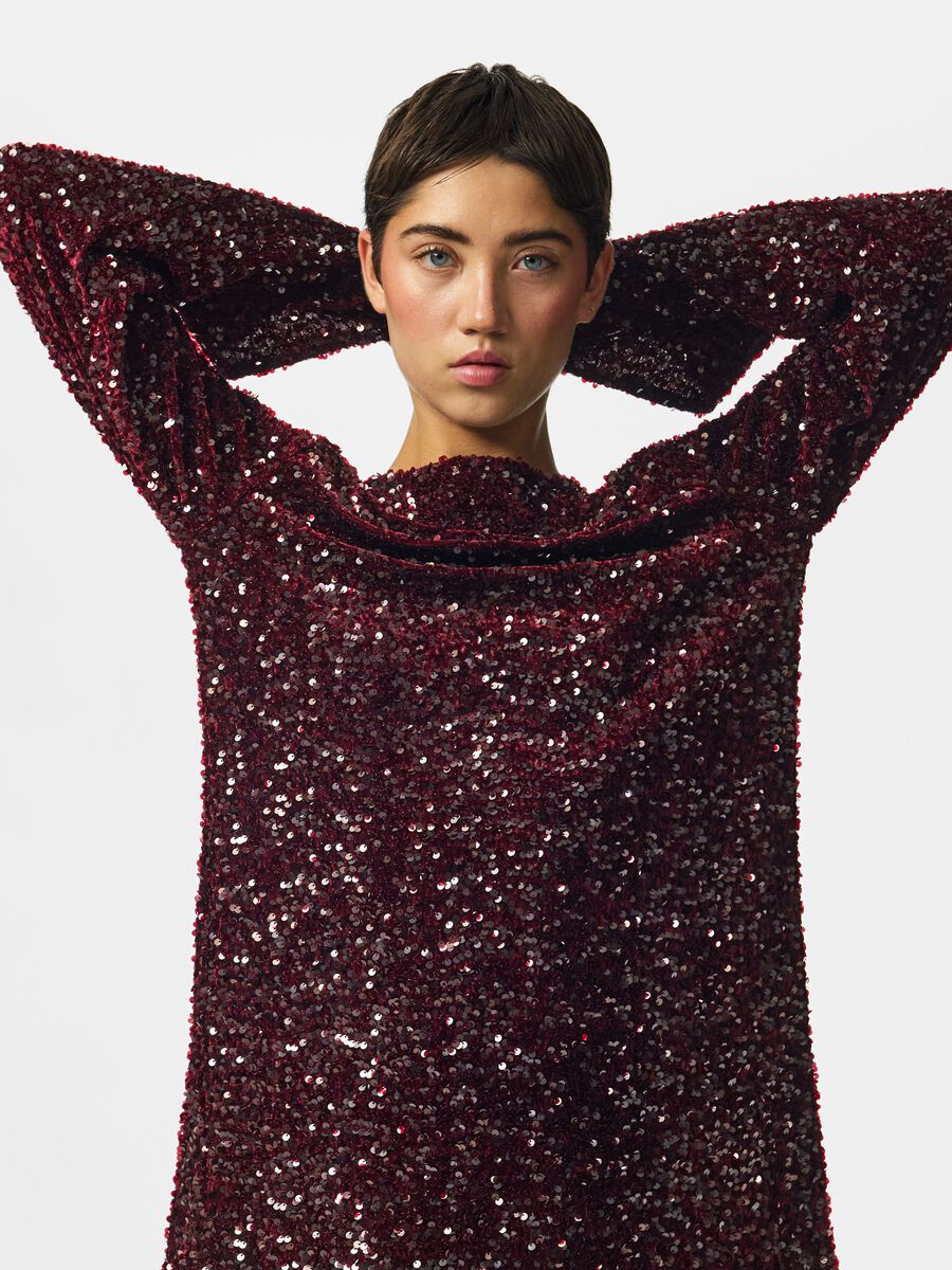 Carousel image 7 PCKAMMY SEQUIN DEEP BACK DRESS, Tawny Port