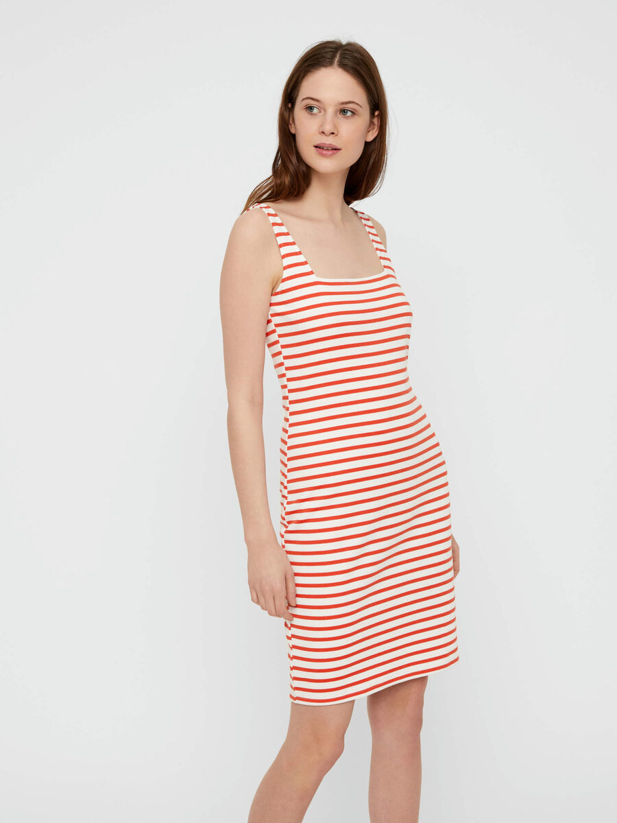 Pieces STRIPED SLEEVELESS MINI DRESS, Bright White, highres - 17100267_BrightWhite_733135_003.jpg