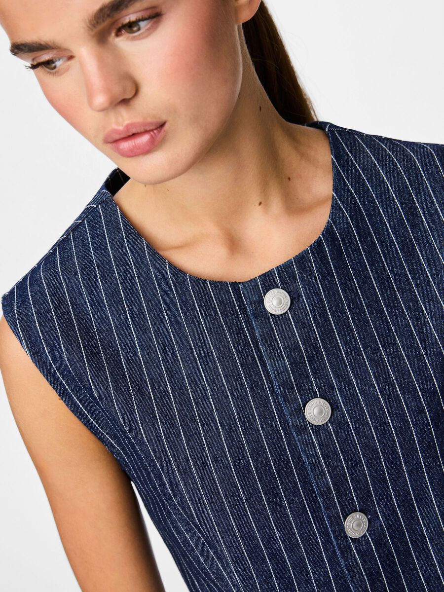 Carousel image - PCROSE LONG  DENIM VEST, Dark Blue Denim | 6