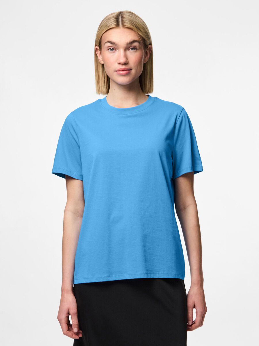 Pieces PCRIA COTTON T-SHIRT, Azure Blue, highres - 17140802_AzureBlue_003.jpg