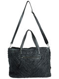 Pieces LEATHER TRAVEL BAG, Black, highres - 17078915_Black_008.jpg