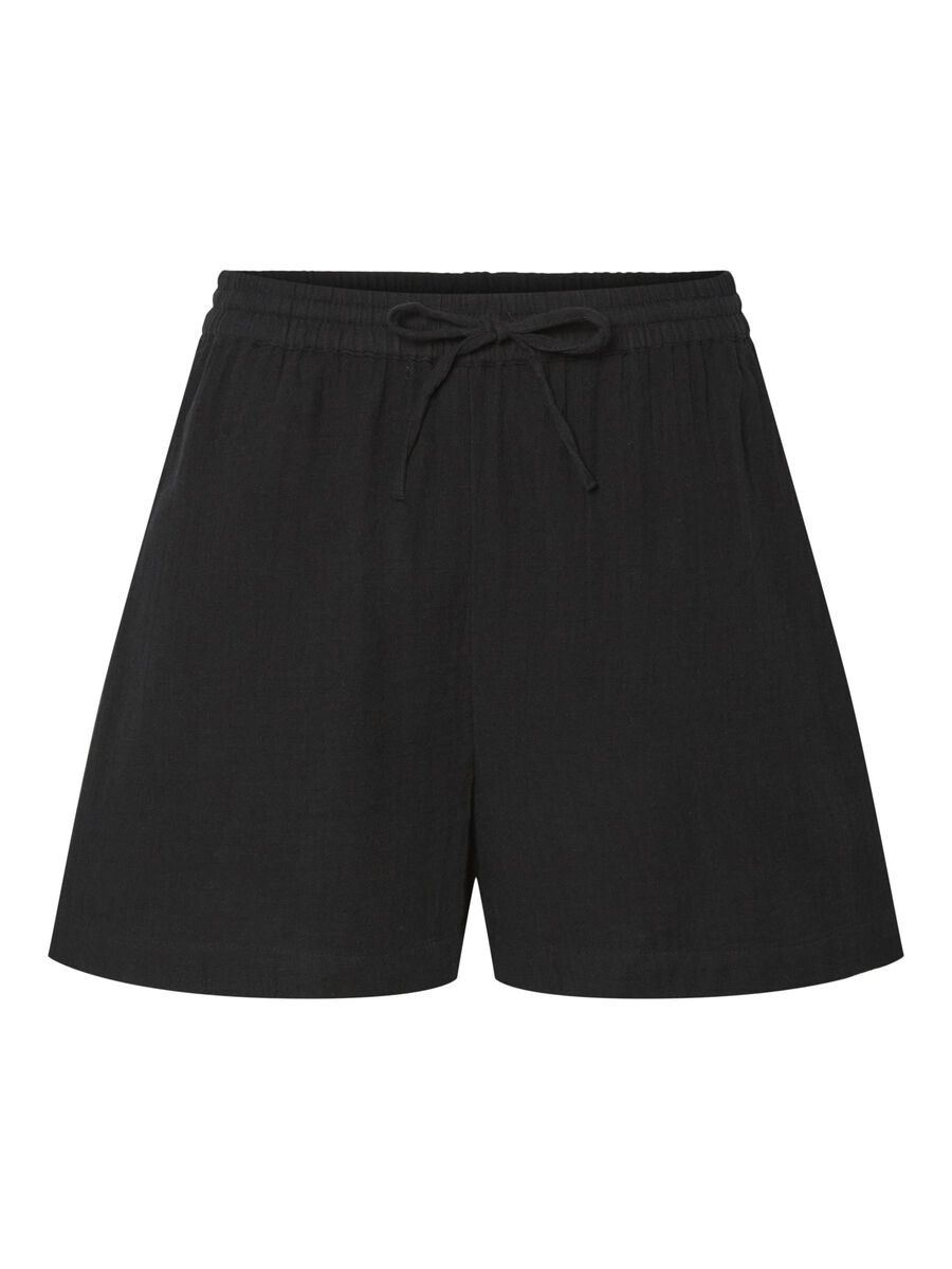 Pieces PCMASTINA COTTON HIGH WAISTED SHORTS, Black, highres - 17126173_Black_001.jpg