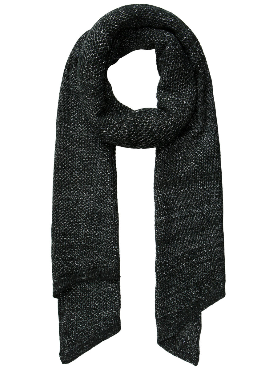 Pieces LONG GLITTER KNITTED SCARF, Black, highres - 17090675_Black_001.jpg