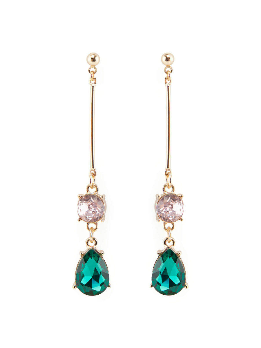 Pieces FAUX CRYSTAL-STONE DROP EARRINGS, Gold Colour, highres - 17100392_GoldColour_723080_001.jpg