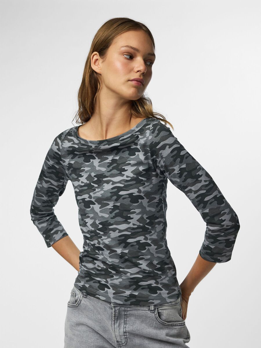 Carousel image 5 PCPHOEBE BOATNECK 3/4 SLEEVED TOP, Light Grey Melange