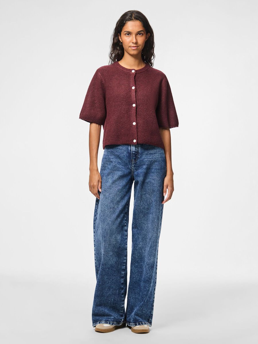 Product carousel image - PCSILLY SHORT SLEEVED KNITTED CARDIGAN, Tawny Port | 2
