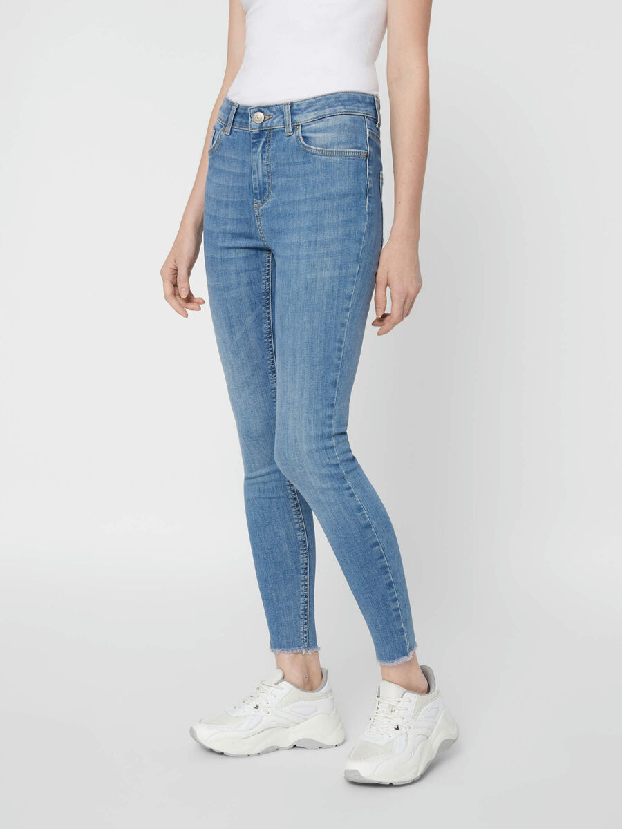 Pieces PCDELLY MW SKINNY JEANS, Light Blue Denim, highres - 17100808_LightBlueDenim_003.jpg