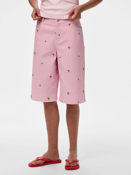 Pieces PCFLORA - TMH - LONG - BRODERIE SHORTS EN JEAN, Roseate Spoonbill, highres - 17168778_RoseateSpoonbill_1321558_003.jpg
