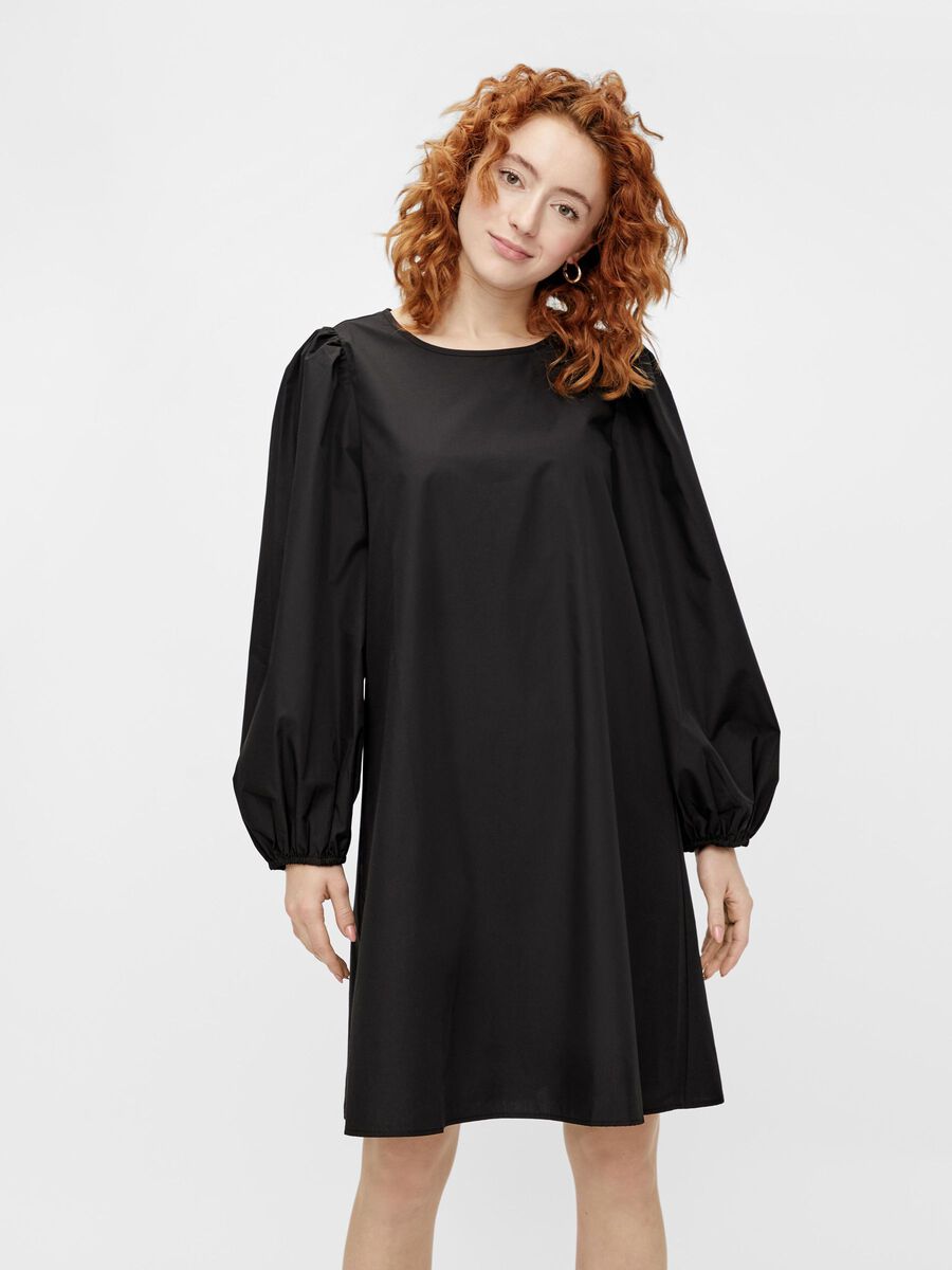 Pieces MANCHES LONGUES, COTON MINI-ROBE, Black, highres - 17115191_Black_003.jpg