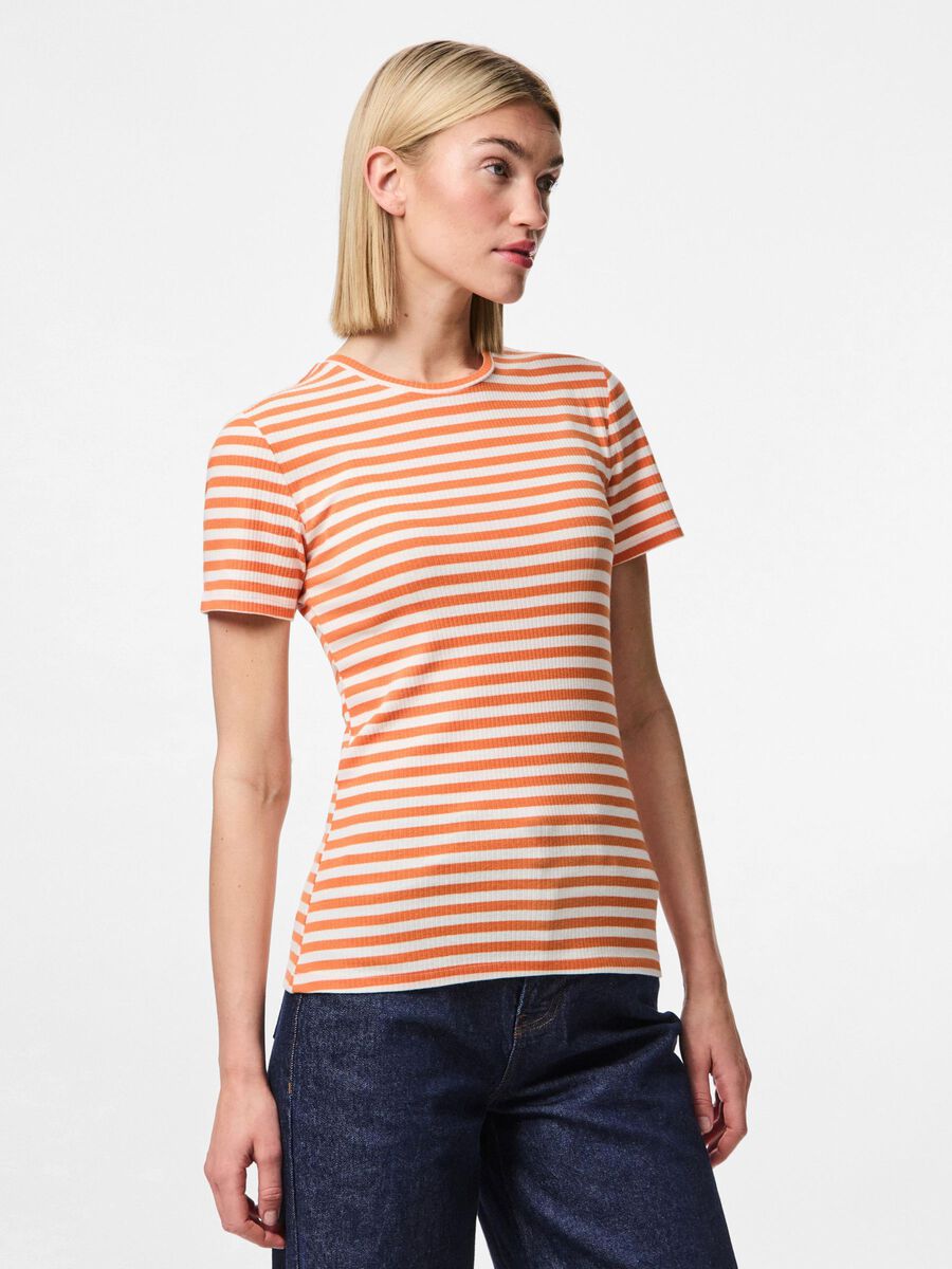 Pieces PCRUKA RIBBED T-SHIRT, Mandarin Orange, highres - 17133839_MandarinOrange_1003758_003.jpg