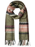 Pieces KNITTED CHECK LONG SCARF, Winter Moss, highres - 17091991_WinterMoss_001.jpg