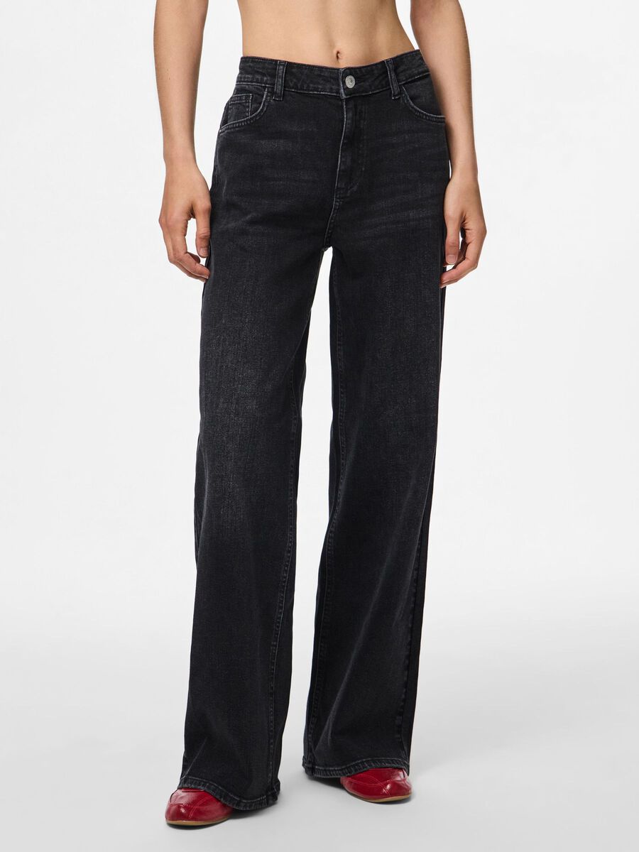 Pieces PCSILKE WIDE FIT JEANS, Black Denim, highres - 17161268_BlackDenim_003.jpg