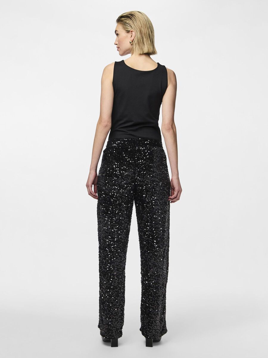 Pieces PCKAM SEQUIN WIDE-LEG TROUSERS, Black, highres - 17132964_Black_1146675_004.jpg