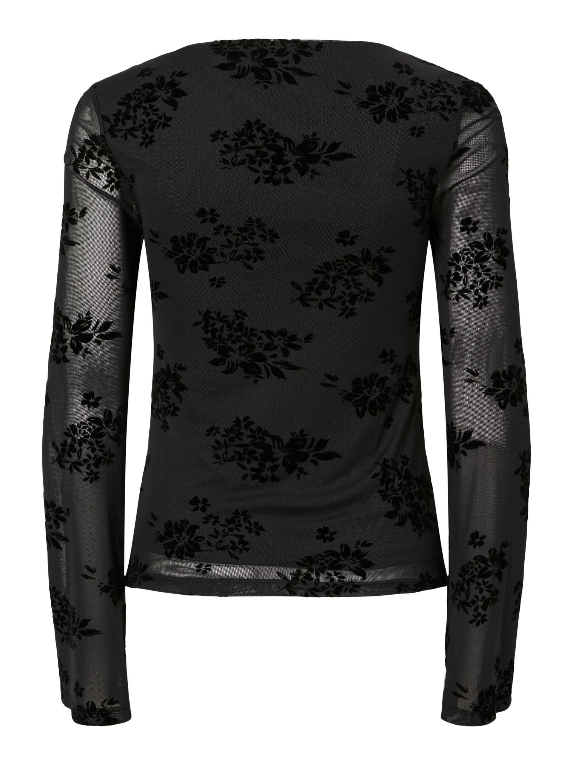 Carousel image - PCFLIKKA MESH LONG SLEEVED TOP, Black | 6