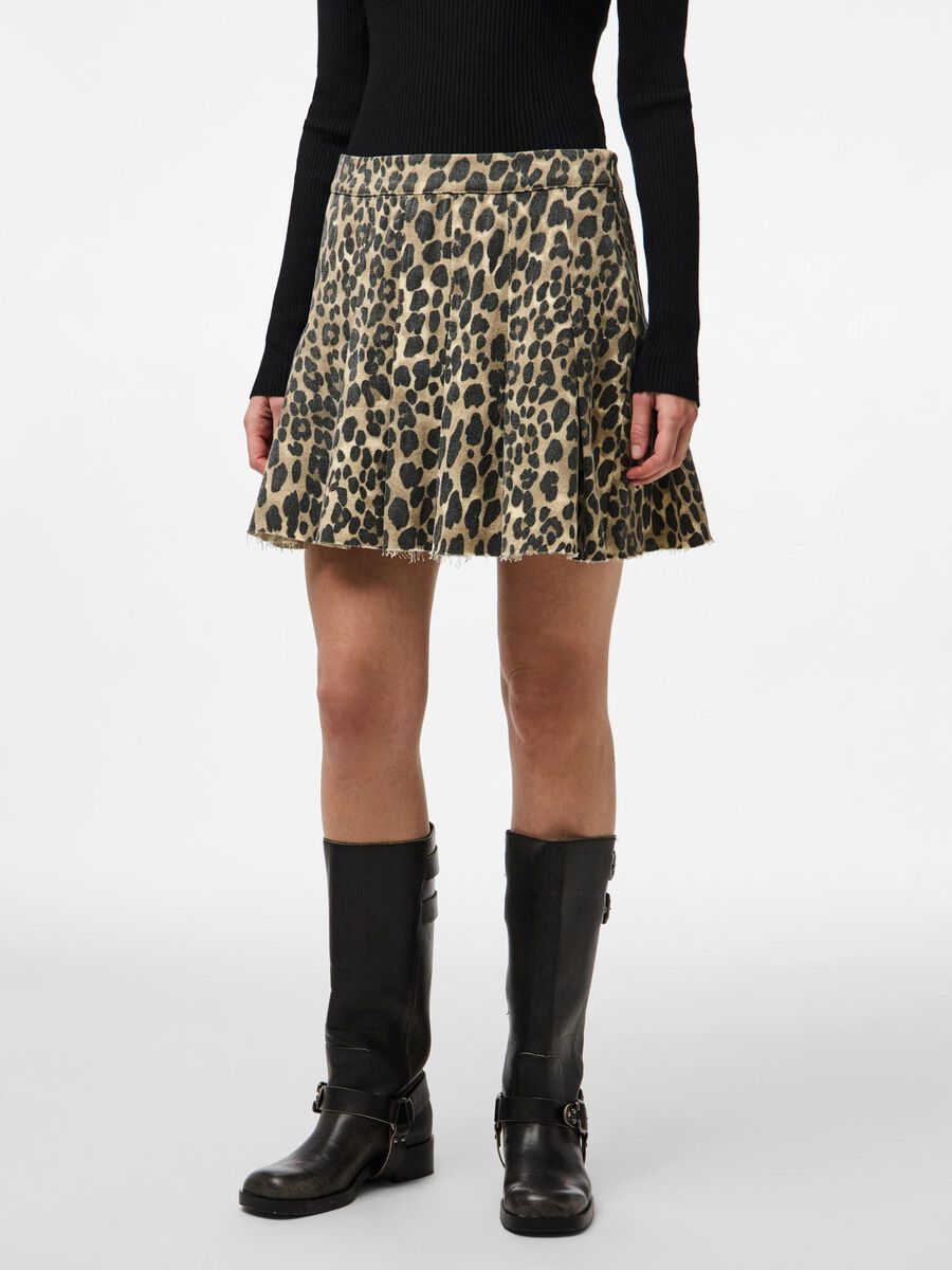 Pieces PCJUNIA PLISSE DENIM LEOPARD MINI SKIRT, Nomad, highres - 17160256_Nomad_1219764_003.jpg