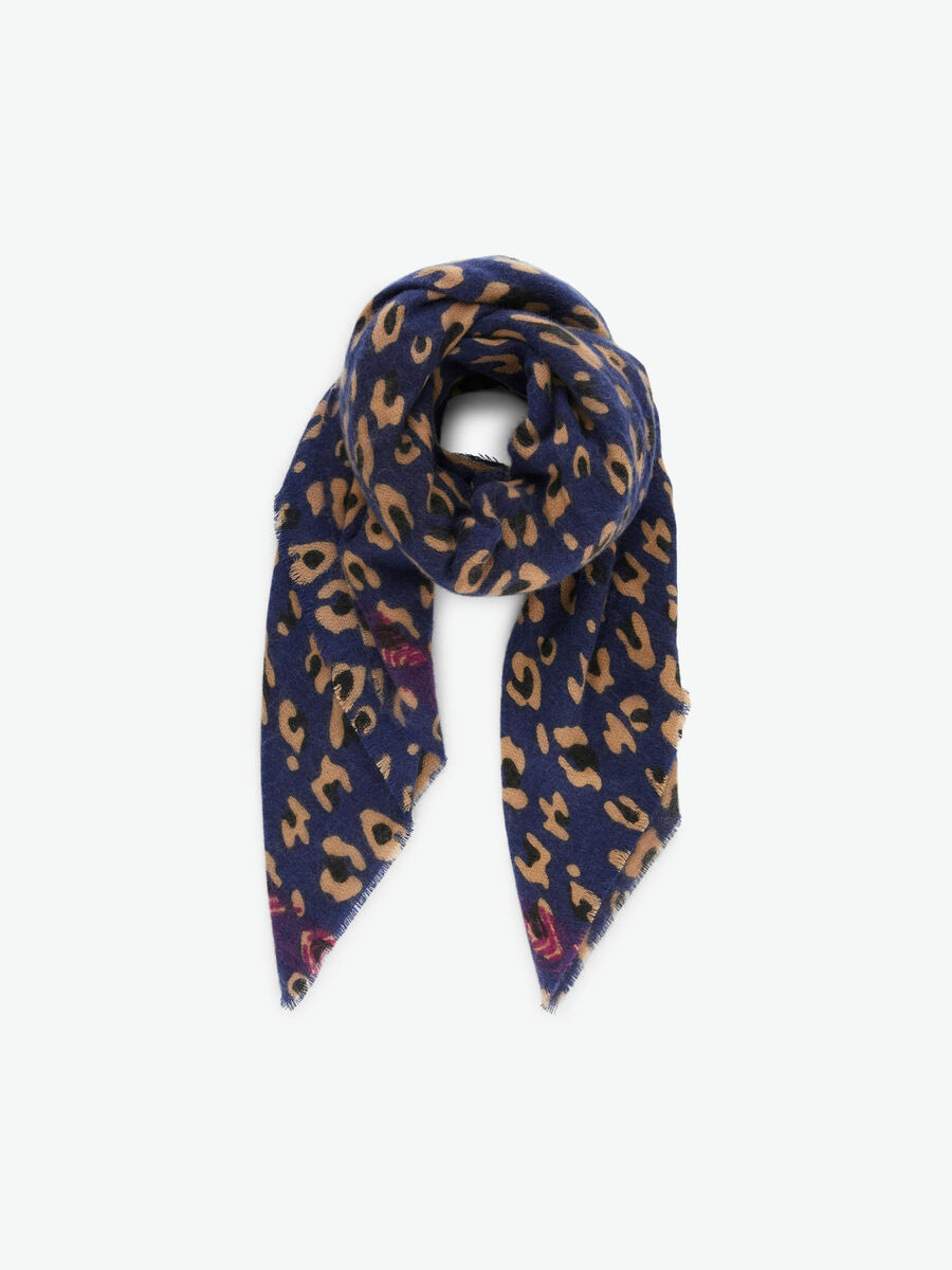 Pieces LEOPARD PRINTED SCARF, Black, highres - 17092710_Black_001.jpg