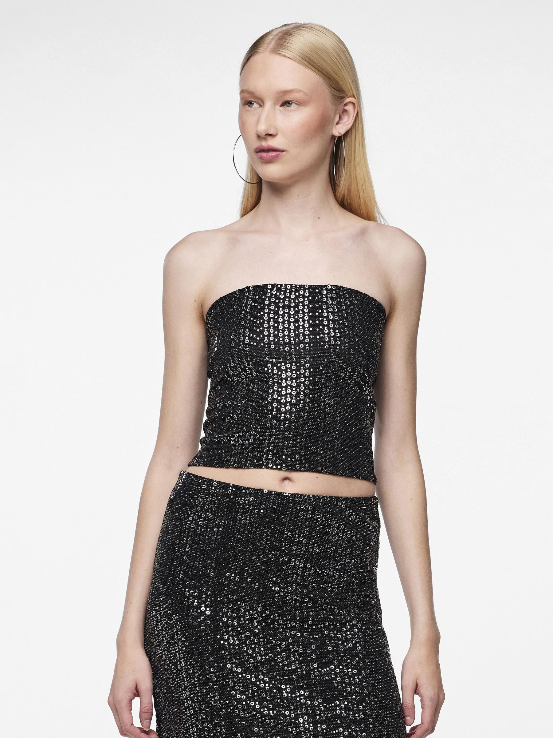 Black sparkly tube top outlet