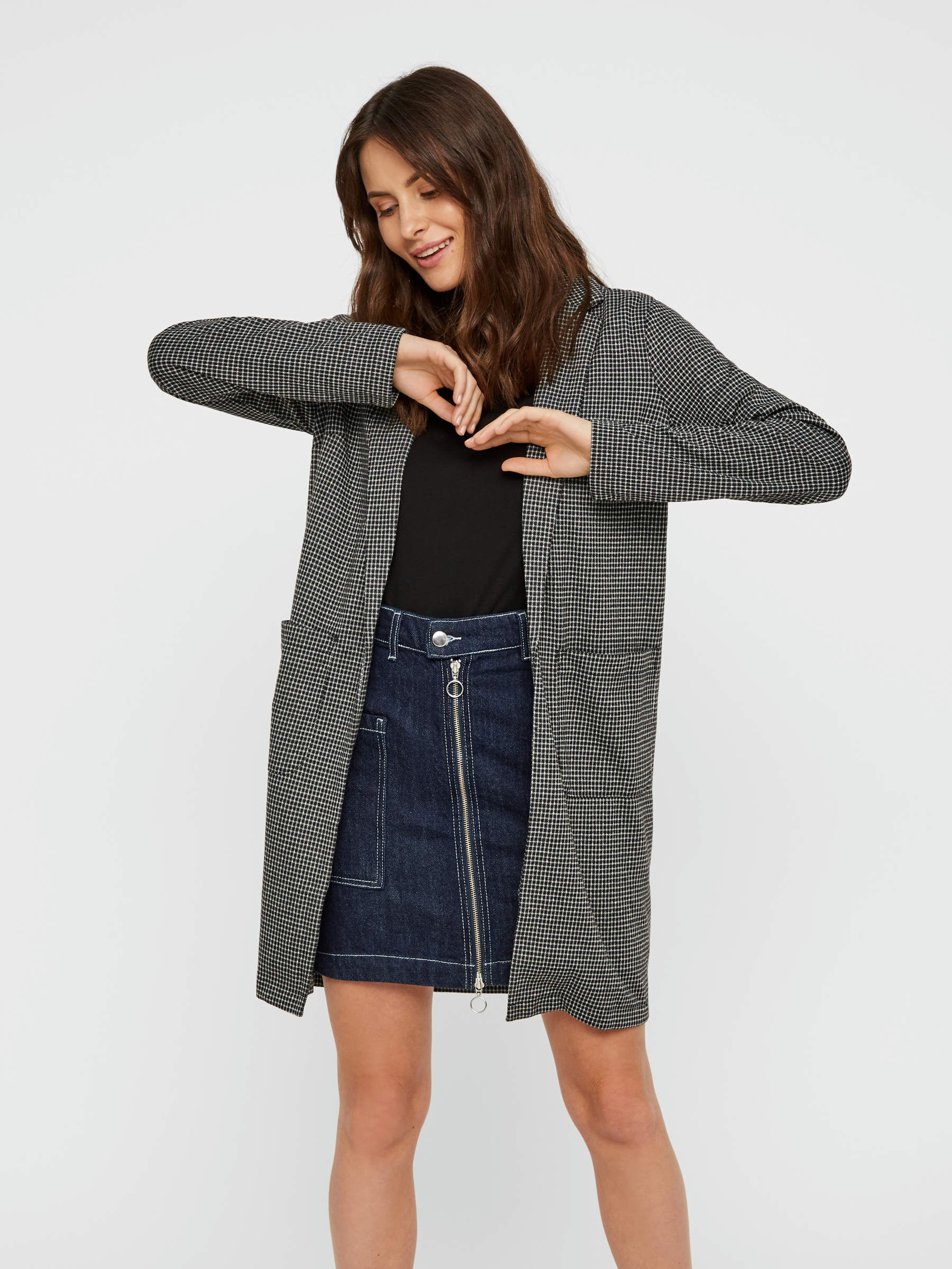 Long checked clearance blazer