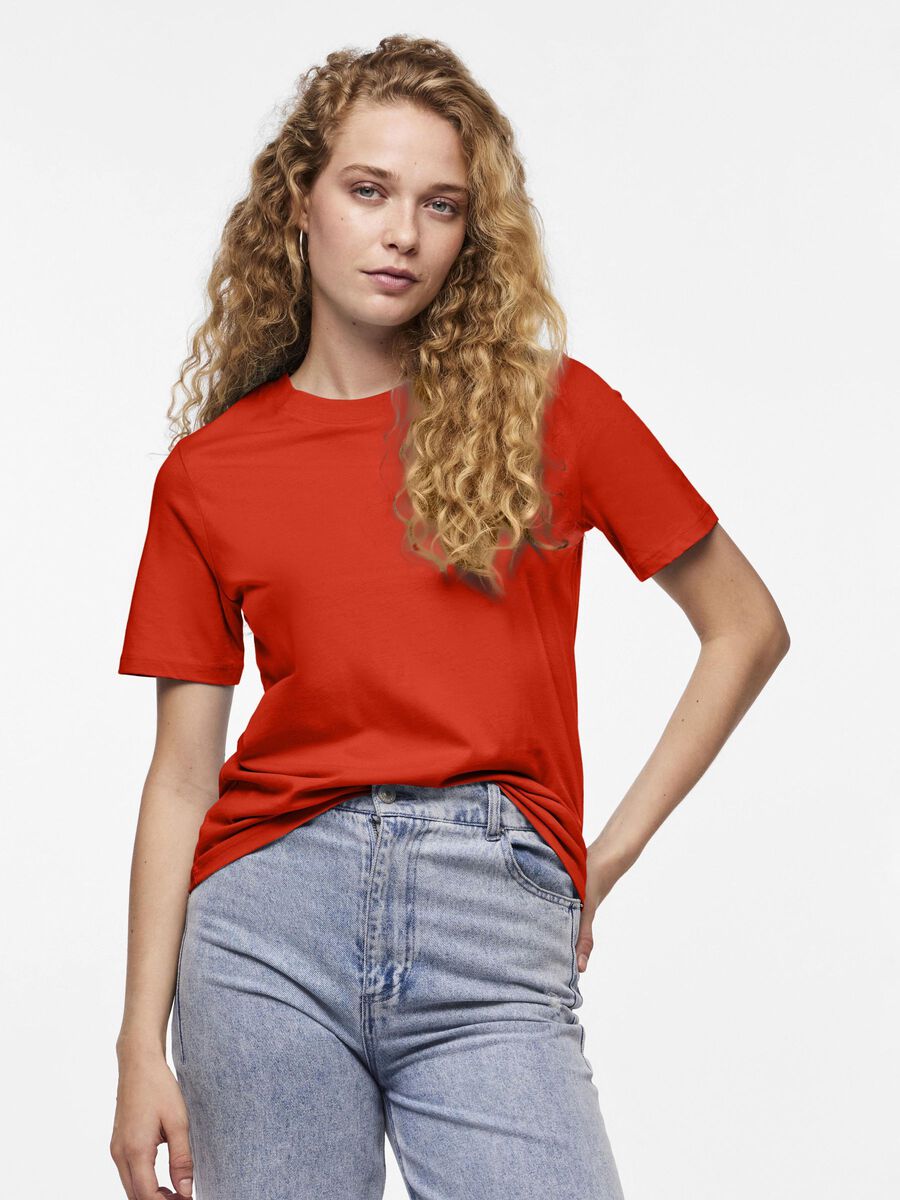Pieces PCRIA KATOEN T-SHIRT, Tangerine Tango, highres - 17140802_TangerineTango_003.jpg
