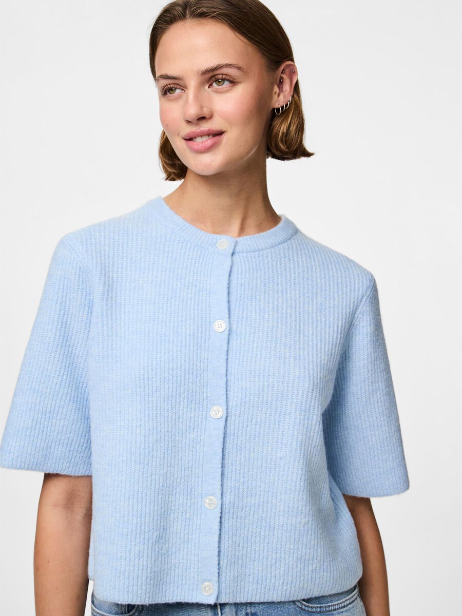 Pieces PCSILLY SHORT SLEEVED KNITTED CARDIGAN, Cashmere Blue, highres - 17158220_CashmereBlue_1199087_006.jpg