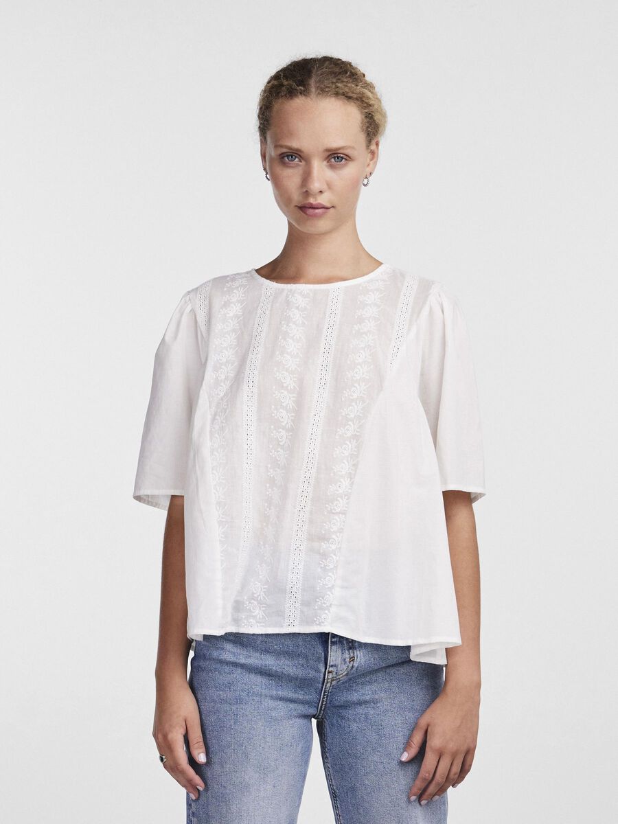 Pieces PCJOLLY SHORT SLEEVED TOP, Bright White, highres - 17147416_BrightWhite_003.jpg