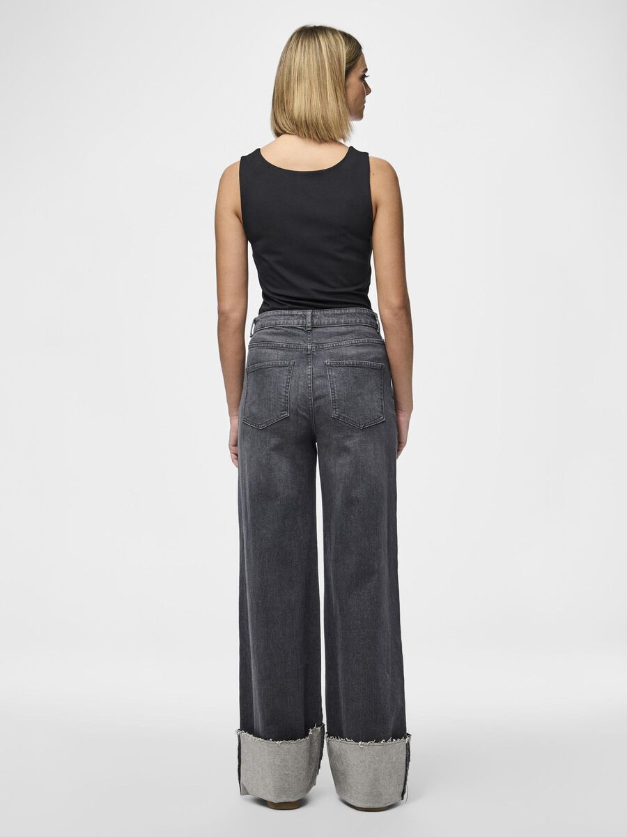 Pieces PCPIL HW STRAIGHT FIT JEANS, Grey Denim, highres - 17154818_GreyDenim_004.jpg