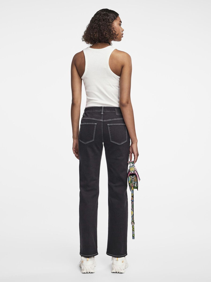 Pieces PCJOELLA MW STRAIGHT FIT JEANS, Black Denim, highres - 17143197_BlackDenim_1062503_004.jpg