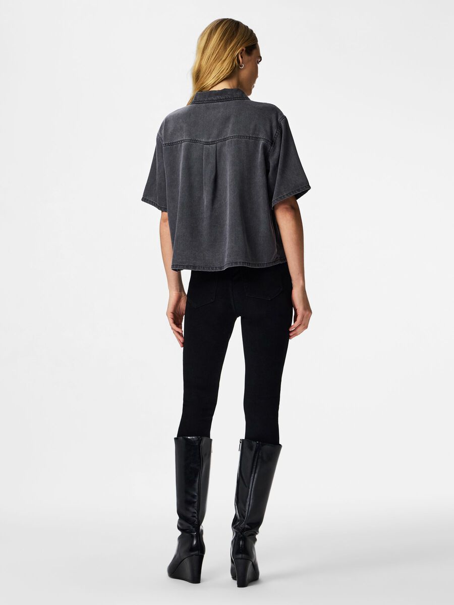 Product carousel image - PCSMIDI  DENIM SHIRT, Dark Grey Denim | 2