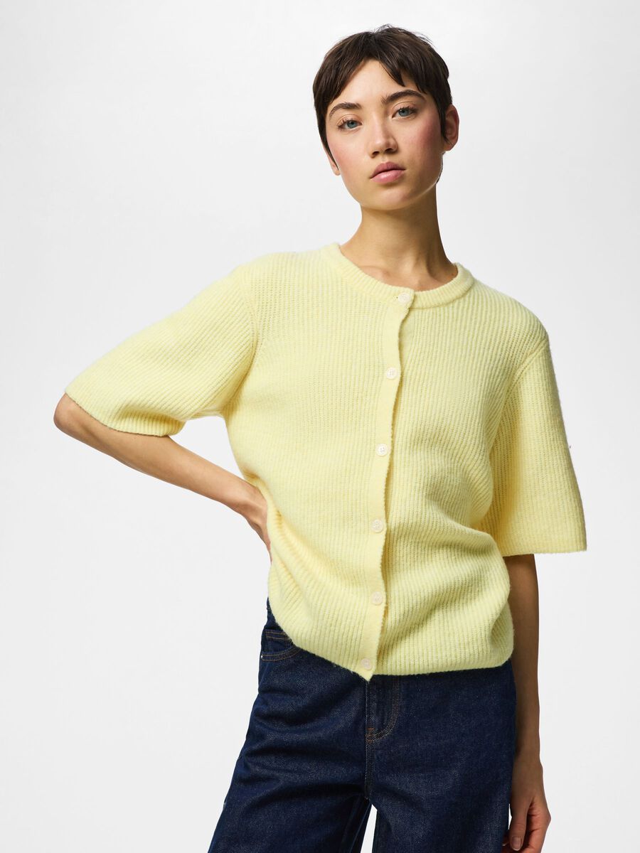 Product carousel image - PCSILLY SHORT SLEEVED KNITTED CARDIGAN, Pale Banana | 1