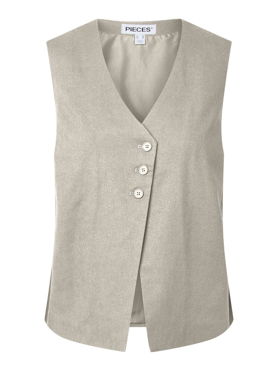Product carousel image - PCAWACE LINEN BLEND VEST, Silver Lining | 1