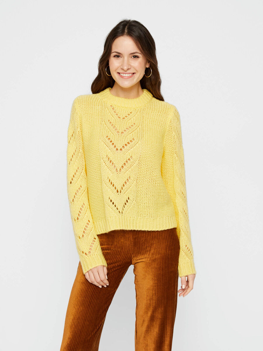 Pieces MØNSTRET STRIK PULLOVER, Lemon Drop, highres - 17102306_LemonDrop_003.jpg