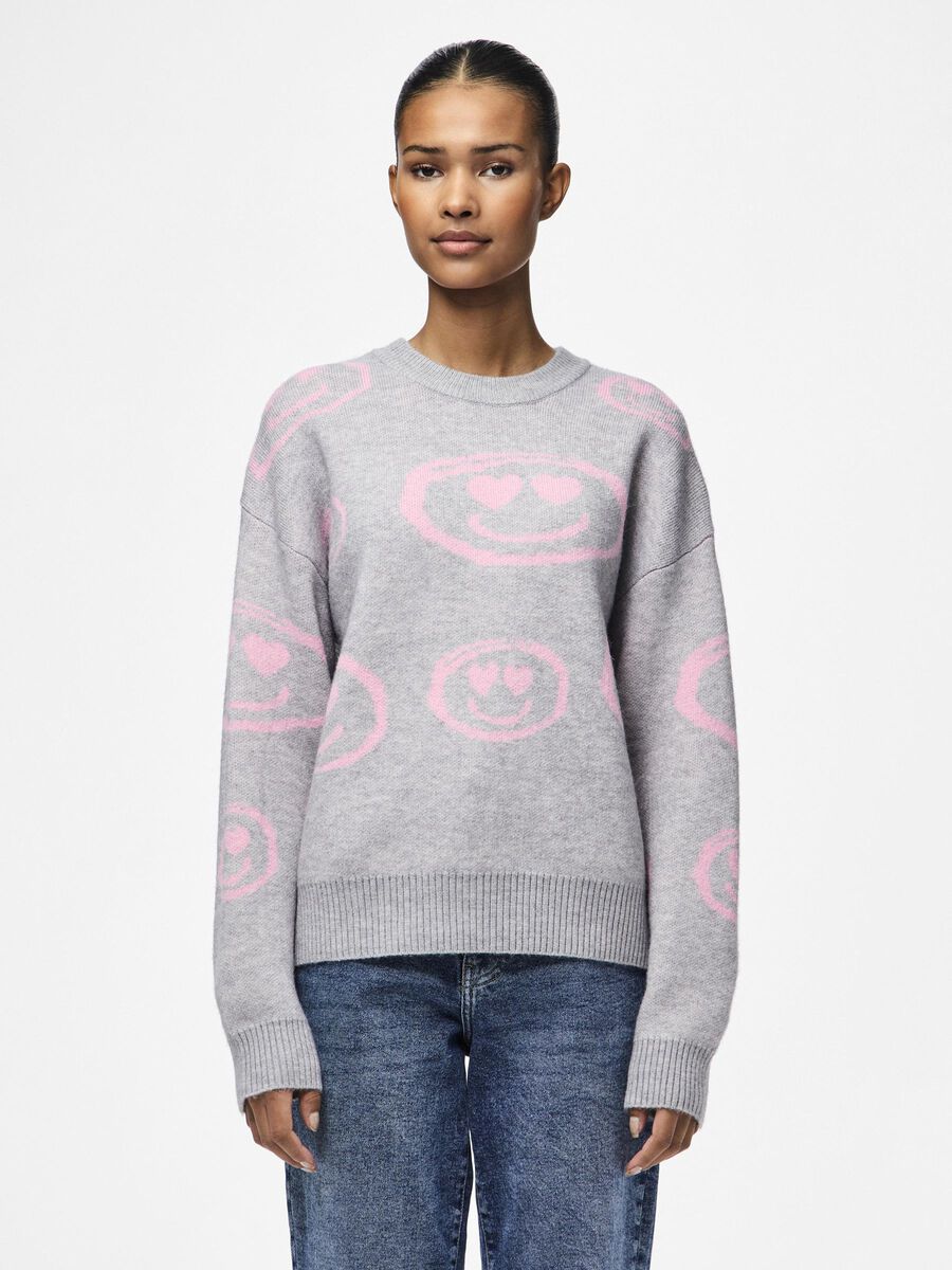 Pieces SWETER Z DZIANINY, Light Grey Melange, highres - 17149754_LightGreyMelange_1130210_003.jpg