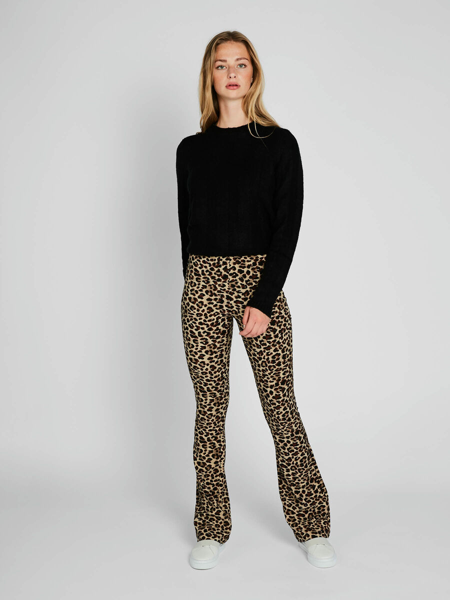 Pieces FLARED LEOPARD PRINTED TROUSERS, Black, highres - 17095754_Black_680222_005.jpg