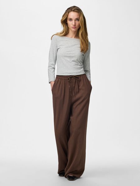 Pieces PCPIA LINEN BLEND WIDE-LEG TROUSERS, Coffee Quartz, highres - 17149314_CoffeeQuartz_005.jpg