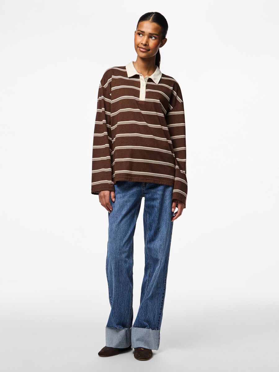 Carousel image - PCSADIE LANGARM-POLOSHIRT, Chicory Coffee | 3