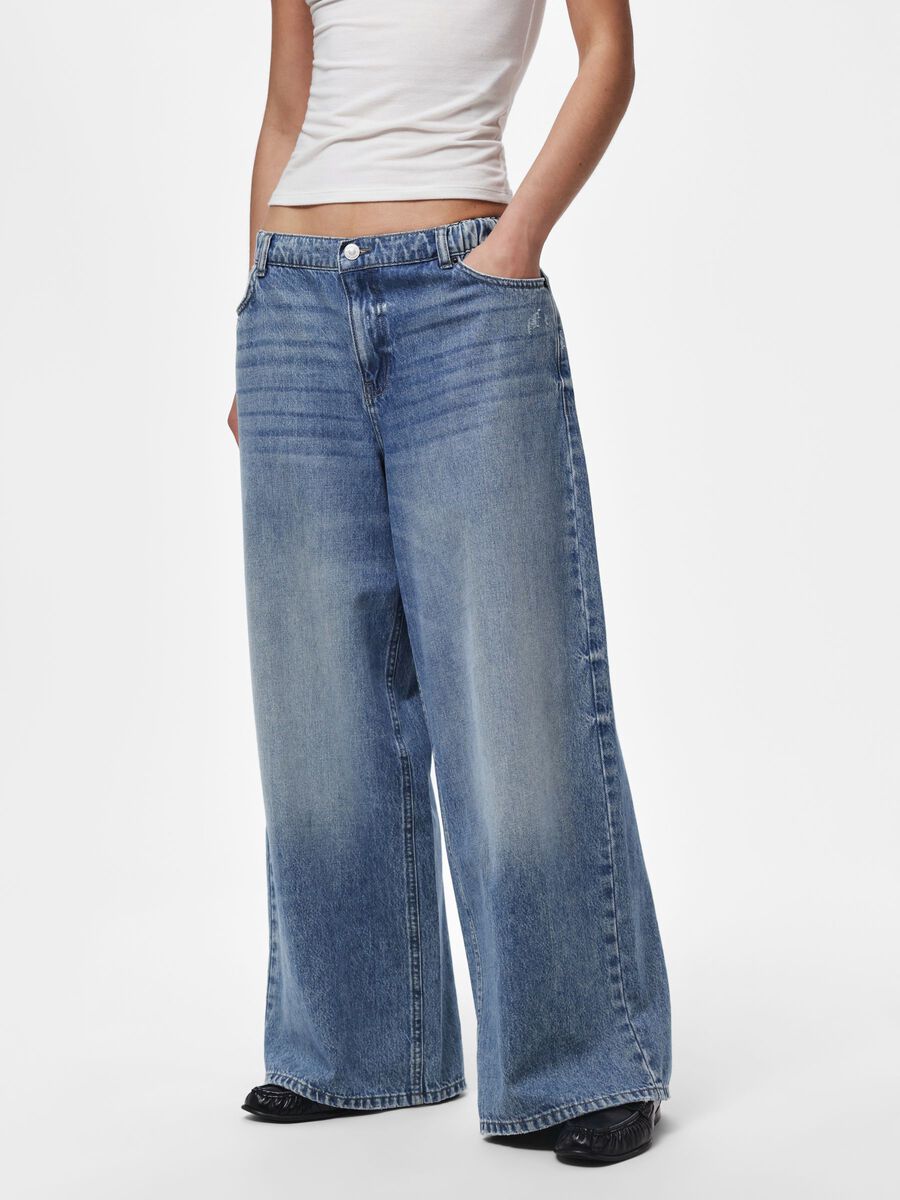 Product carousel image 1 PCSKY MW WIDE FIT JEANS, Medium Blue Denim