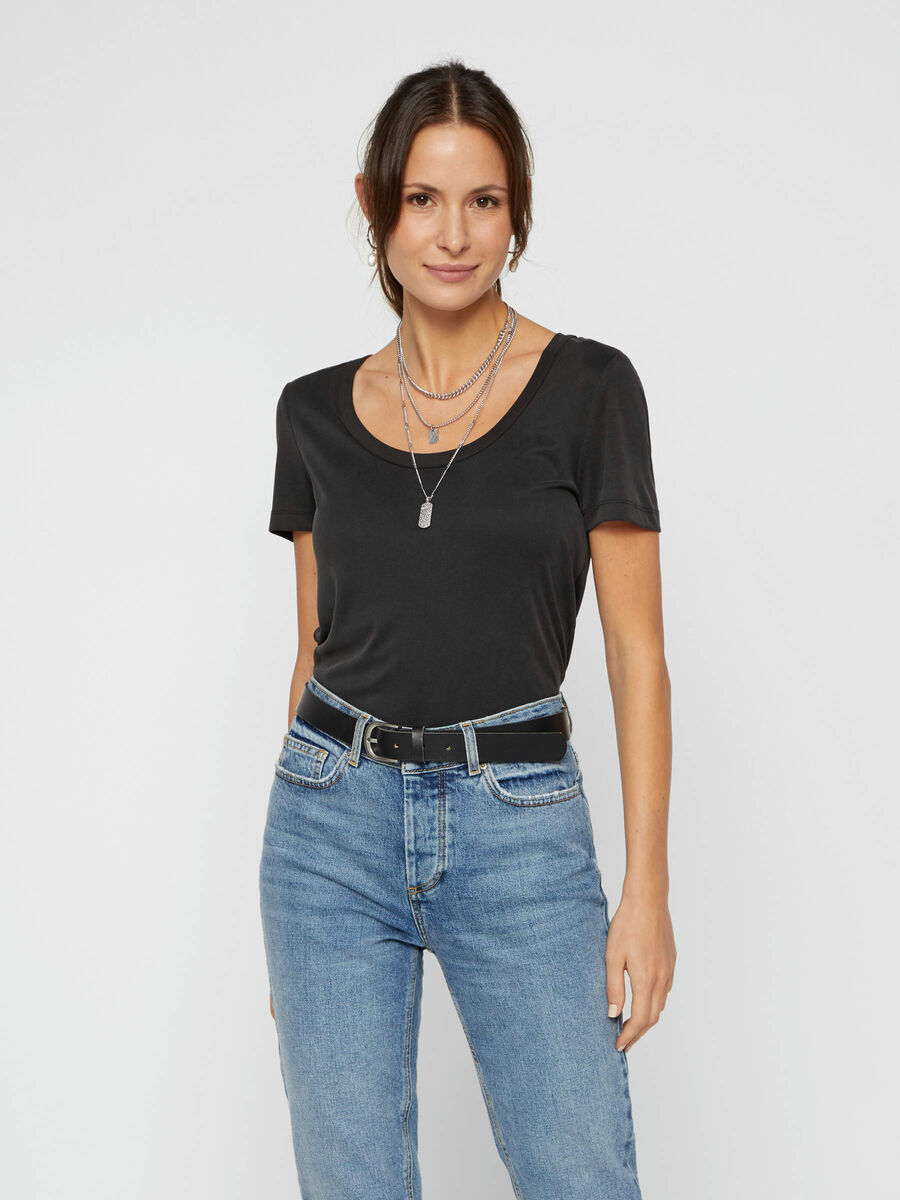 Pieces MODAL-BLEND T-SHIRT, Black, highres - 17101605_Black_003.jpg