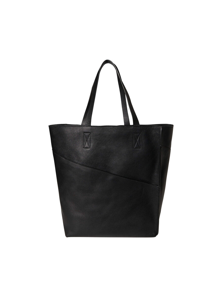 Pieces LEATHER SHOPPER, Black, highres - 17098600_Black_001.jpg