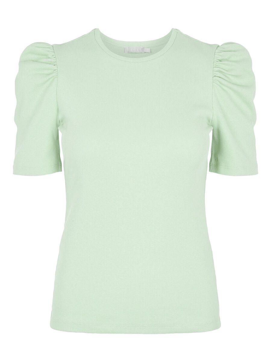 Carousel image - PUFF SLEEVED RIB TOP, Pastel Green | 5