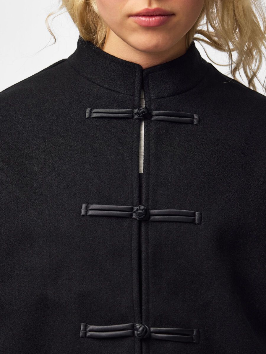 Pclisa mandarin-verschluss jacke, colour: black, schwarze, detail