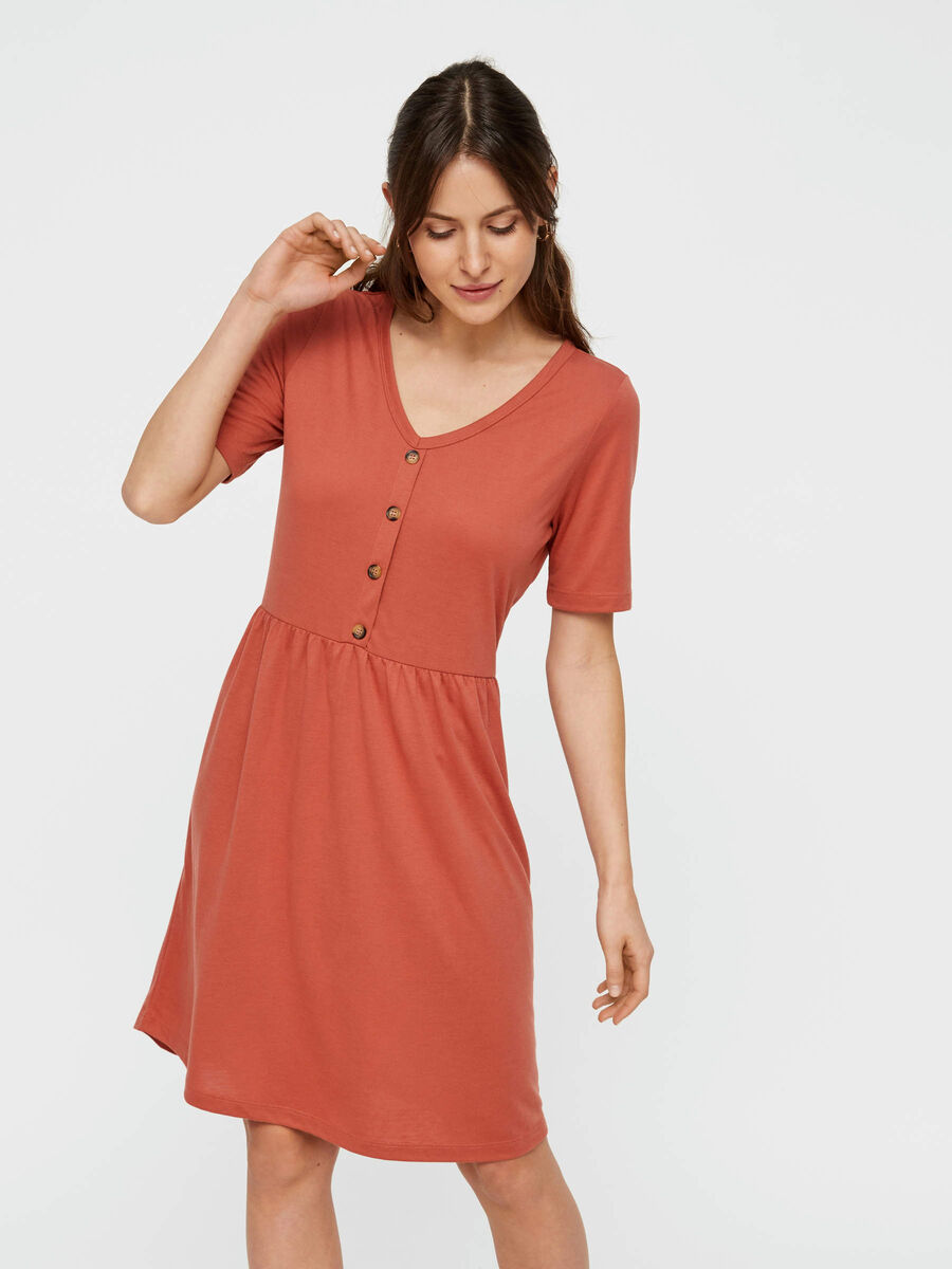 Pieces BUTTON-UP MIDI DRESS, Redwood, highres - 17099723_Redwood_003.jpg