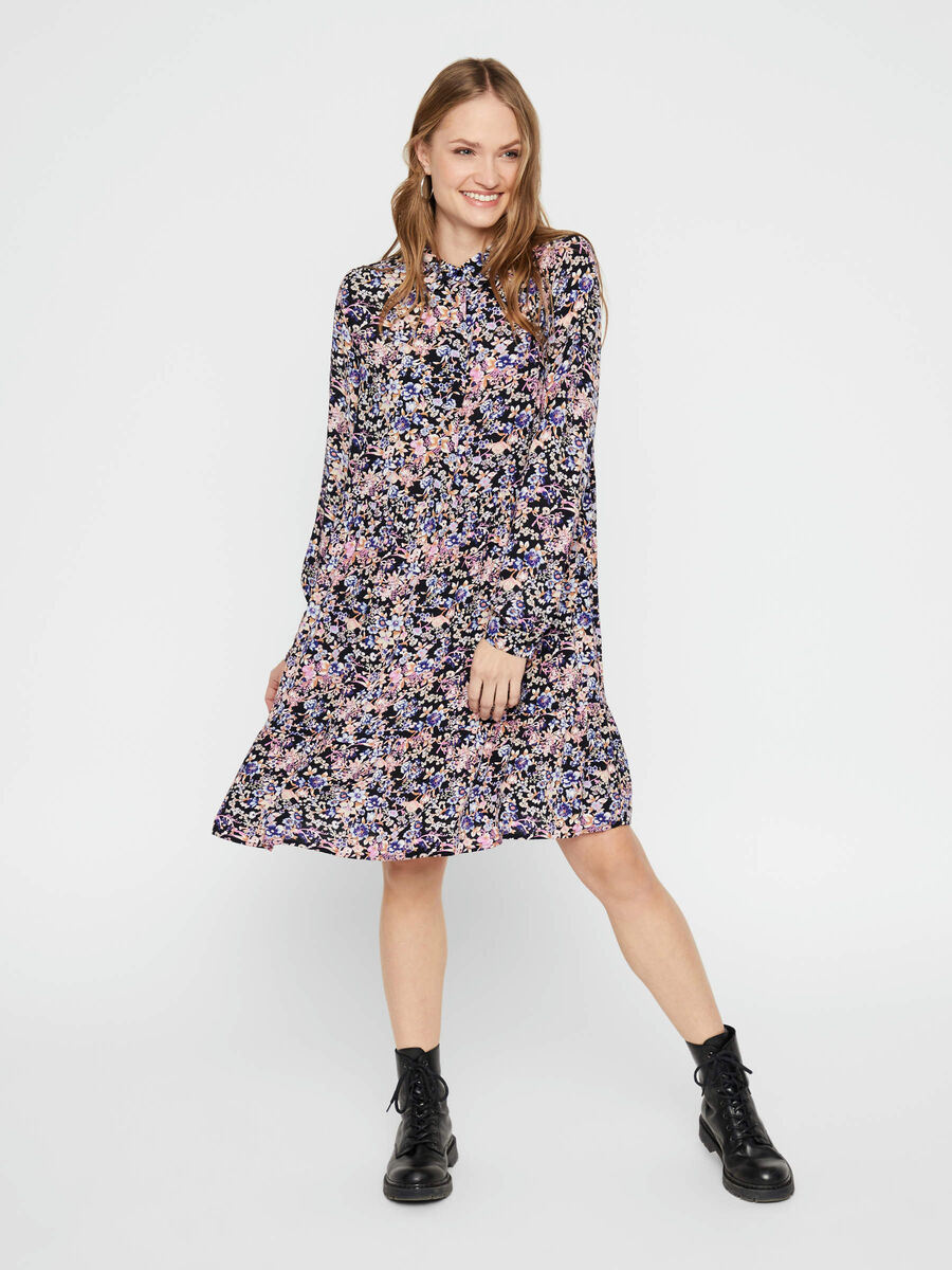 Pieces BLOMSTERPRINTET VISKOSE KJOLE, Estate Blue, highres - 17104335_EstateBlue_768265_003.jpg