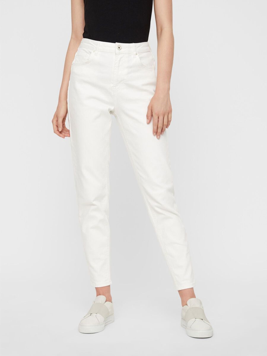 Pieces PCLEAH HW MOM JEANS, Bright White, highres - 17102065_BrightWhite_003.jpg