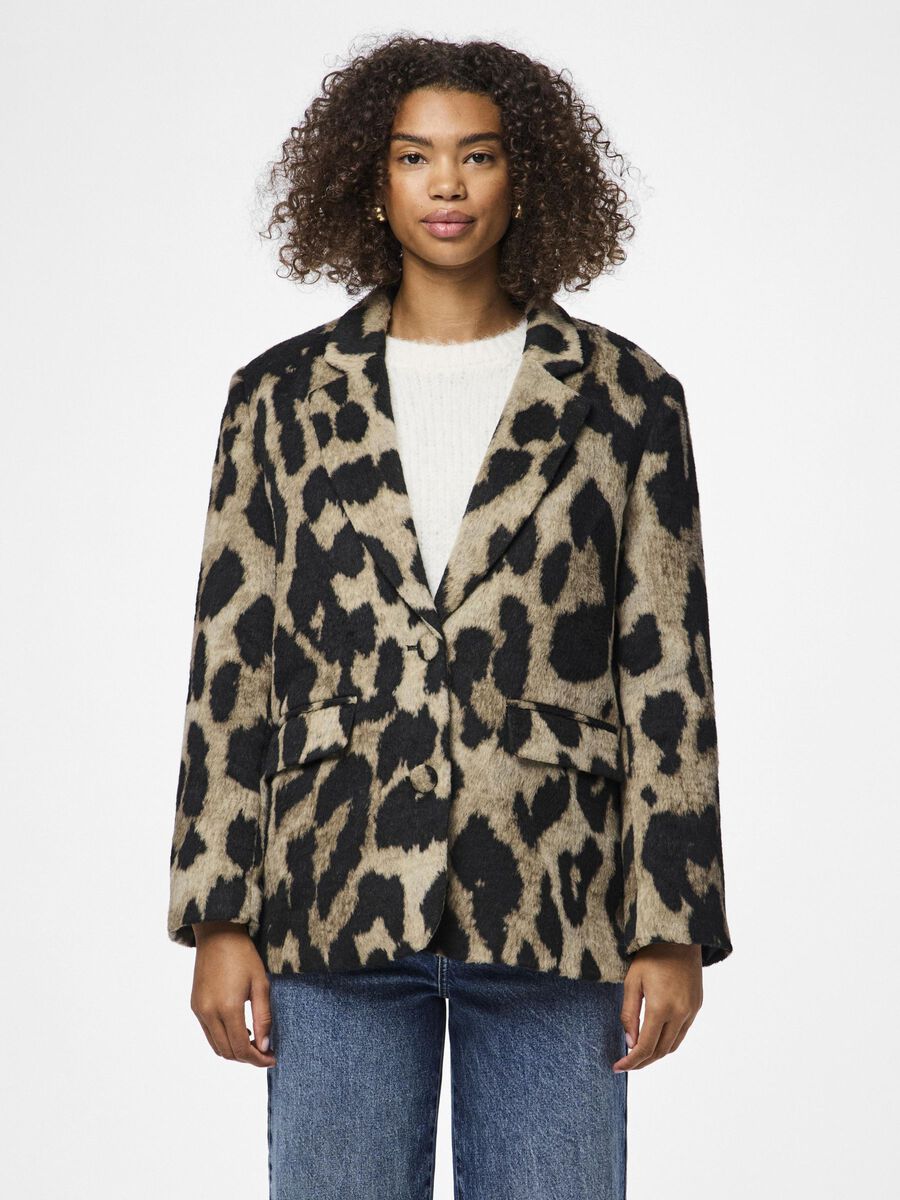 Pieces PCDEMI LEOPARD SINGLE-BREASTED BLAZER, Black, highres - 17157945_Black_1186296_003.jpg