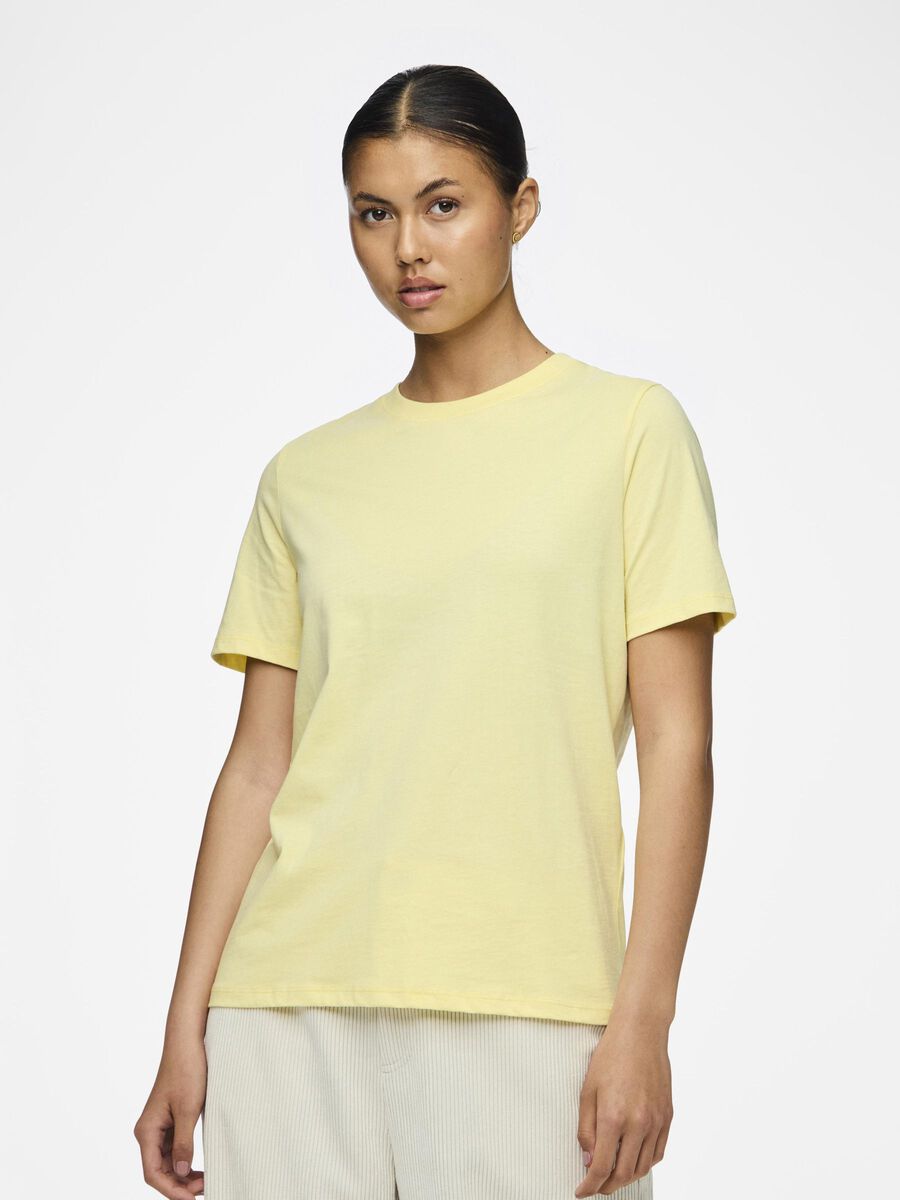 Pieces PCRIA COTTON T-SHIRT, Pale Banana, highres - 17140802_PaleBanana_003.jpg