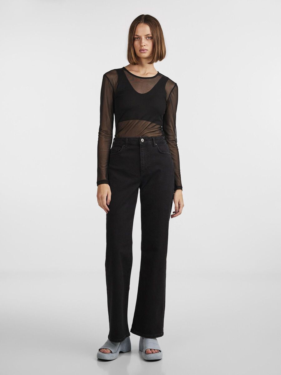 Pieces PCHOLLY WIDE LEG JEANS, Black Denim, highres - 17124329_BlackDenim_005.jpg
