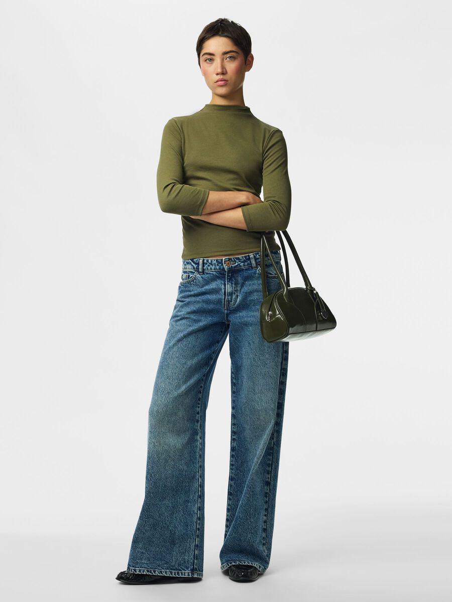 Product carousel image 1 PCALLY 3/4 HIGH NECK TOP, Burnt Olive
