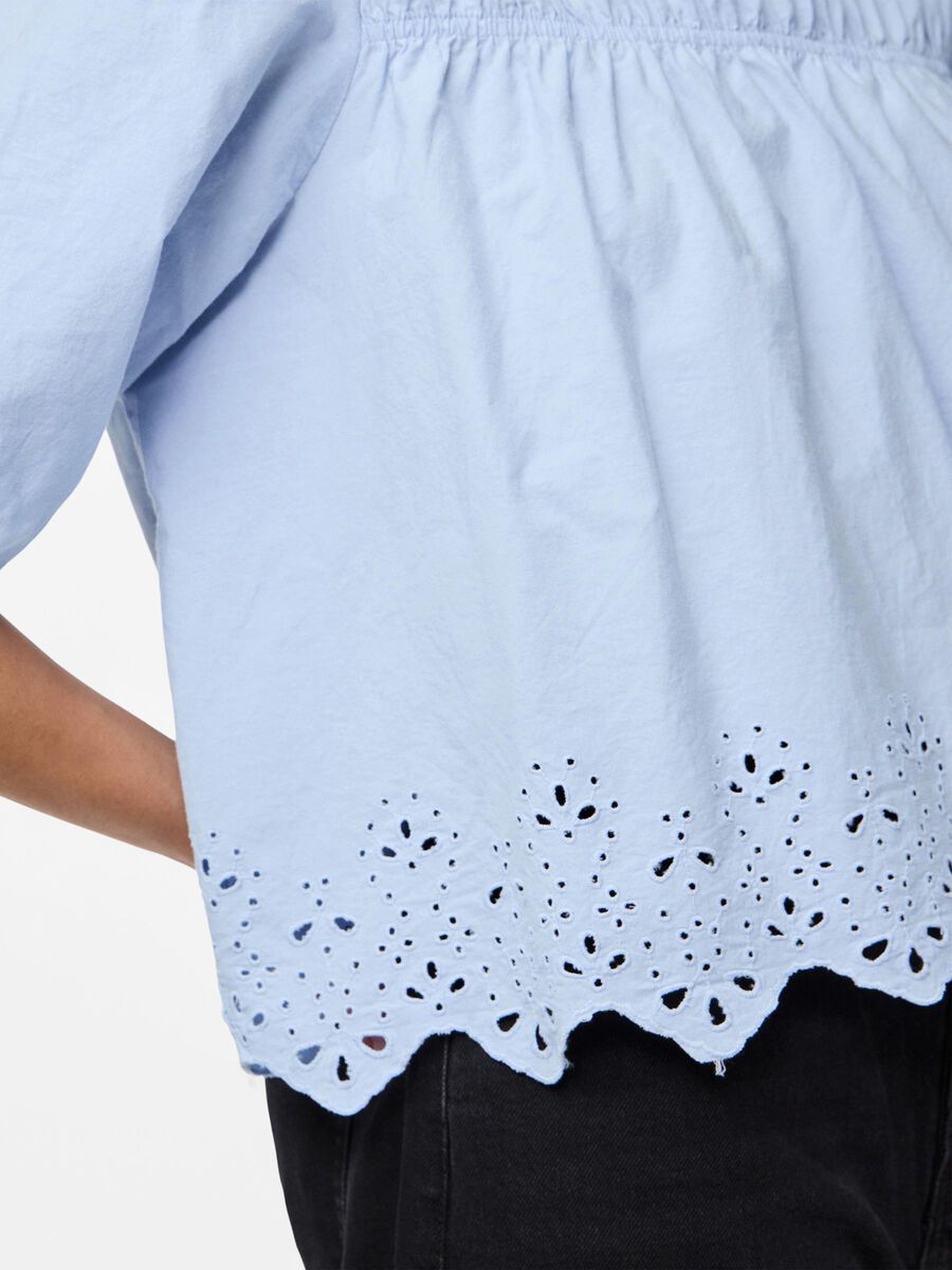 Pieces PCSALMINA 2/4 SHORT SLEEVED TOP, Cashmere Blue, highres - 17154372_CashmereBlue_006.jpg