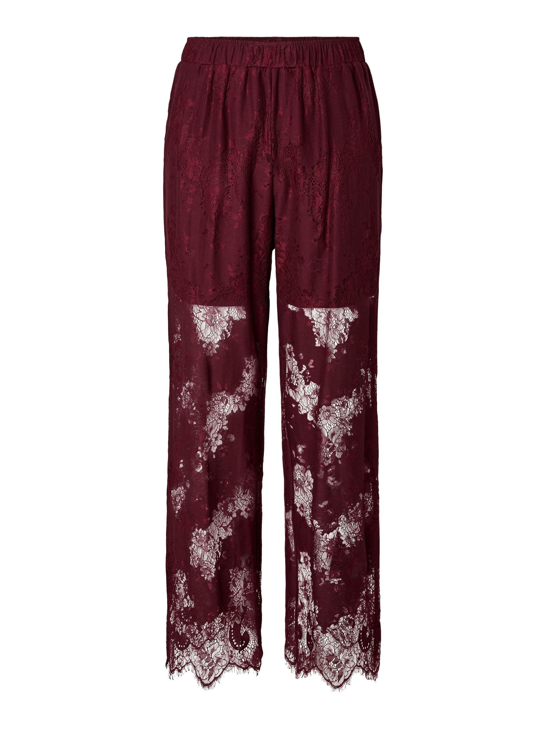 PCRINNE HW STRAIGHT LACE TROUSERS | Red | PIECES® UK