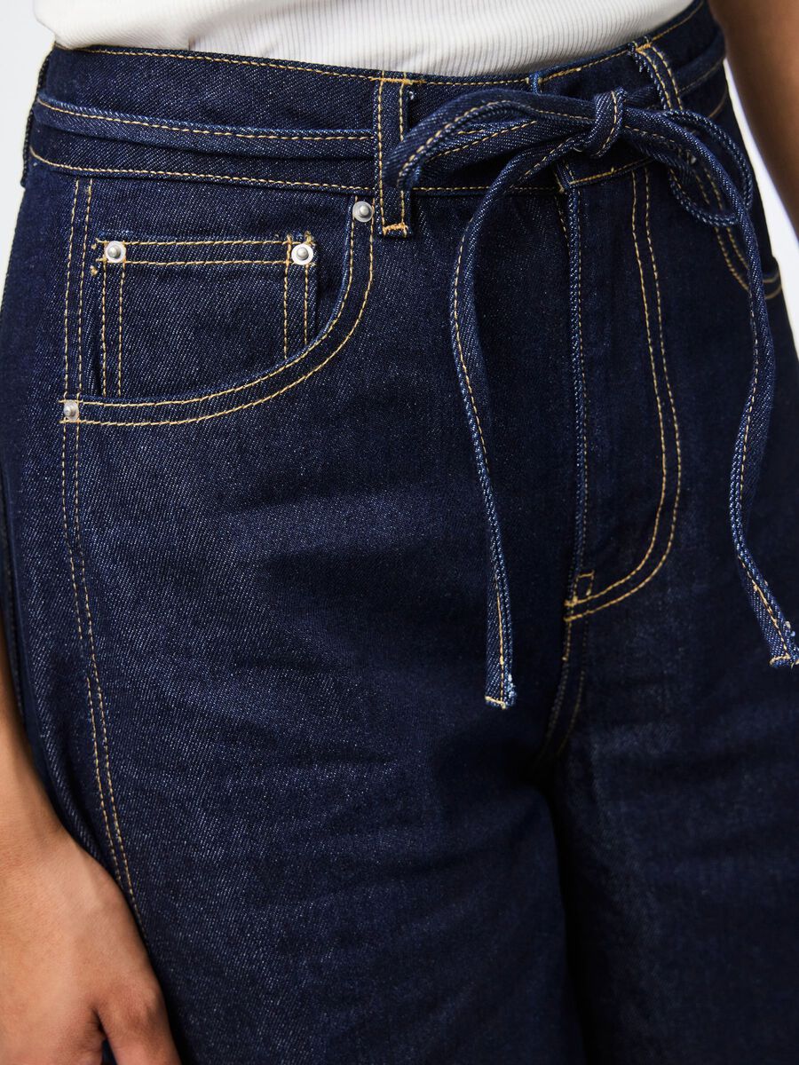 Carousel image - PCFENNA TIE BARREL FIT JEANS, Dark Blue Denim | 4